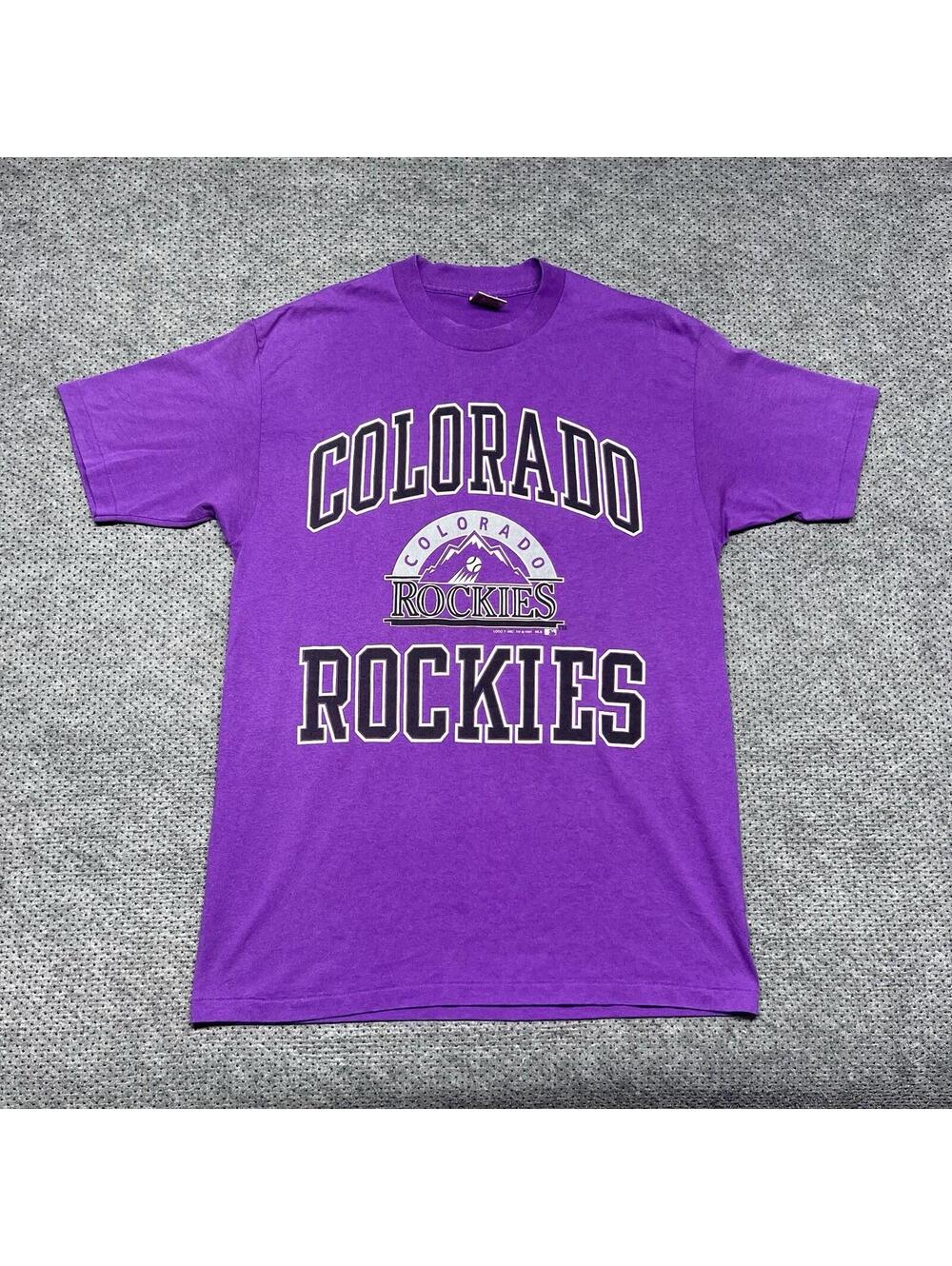 Vintage 1991 Colorado Rockies T-Shirt XL Major League Baseball MENS RARE PURPLE